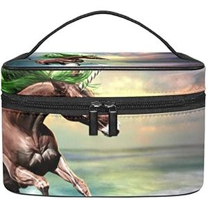 Eenhoorn Fantasy Make-up Organizer Bag, Reizen Make-up Tas Organizer Case Draagbare Cosmetische Tas voor Vrouwen en Meisjes Toiletartikelen, Meerkleurig, 22.5x15x13.8cm/8.9x5.9x5.4in