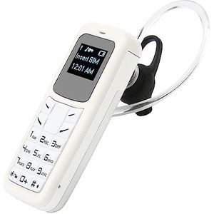 Mini Mobiele Telefoon, Kleine Mobiele Telefoon Bluetooth-headsetkiezer met Oorhaakondersteuning SIM Mp3, 2G Wereldwijd 0,66 Inch (Wit)