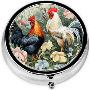 Pillendoosje Ronde Pillendoos met 3 Compartimenten Pil Organiseer Haan Pillendoos Kleine Pillenorganizer Waterdichte Kleine Pil Case voor Reizen Pillencontainers voor Medicatie Planner