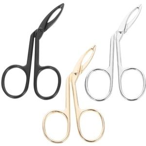 Minkissy 3 stuks wenkbrauwpincetten, schaarvorm, roestvrij staal, neushaar, gezichtshaarverwijdering, draagbaar, make-up gereedschap voor volwassenen, vrouwen, mannen goud Size 1 goud/zwart/zilver.