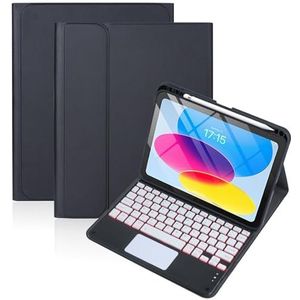 Toetsenbordhoes voor iPad (A16) 11e/10e Generatie, 7 Kleuren Achtergrondverlichting, Afneembare Toetsenbordhoes voor iPad A16 11 Inch 2025 10e Generatie 10,9 Inch 2022,Wit