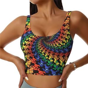 Beer Dansen Tie Dye Print Casual Wear Vrouwen Sport Vest Yoga Vest Workout Vest Voor Vrouwen Lichtgewicht Trendy, Zwart, S