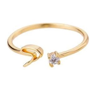 A-Z Initial Rings voor vrouwen Open verstelbare roestvrij staal trouwring Trend gouden kleur paar sieraden accessoires -7-S-verguld
