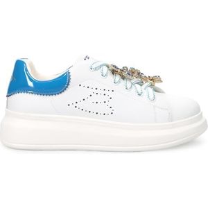 Tosca Blu Studio Glamur SS2402S016 88H Sneaker van leer wit en lichtblauw met strass - maat, Wit, 36 EU