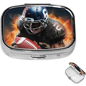 Rechthoekige pillendoos met pillendoos met 3 compartimenten, organiseer coole Amerikaanse voetbalpillendoos, kleine pillenorganizer, waterdicht, klein pillendoosje voor op reis, pillencontainers voor