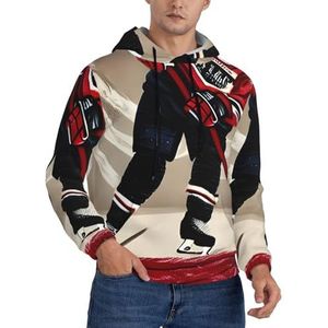GUOLGP Hockey Sport Print Heren Hooded Sweatshirts Casual Lichtgewicht Zachte Trui Voor Herfst Lente Winter, Zwart, S