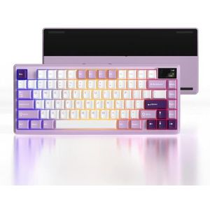 QPSJXN K75 Pro -afdichting van aluminium romig -toetsenbord drie modusverbinding heet swappable toetsenbord (paars)