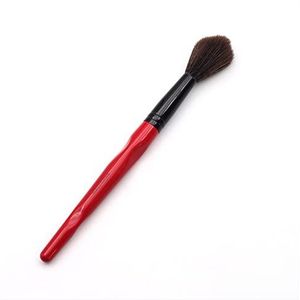 Make-up kwasten Klassieke rode kunststof lange handgreep lange pluizige synthetische bebouwbare wang make-up borstel Make-up kwastenset