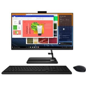 Lenovo IdeaCentre AIO 3 Desktop PC (AMD Ryzen 7 5700U-processor, 8 GB RAM, 512 GB SDD, Windows 10 Home 64) - Alles-in-één computer, bedrade muis en toetsenbord (zwart)