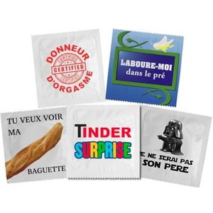 CALLVIN | 5 stuks kristallen condooms | gepersonaliseerd meet je plezier | grappig cadeau-idee | voor grappige en onvergetelijke momenten | van fijn en duurzaam latex | bedrukt in Frankrijk