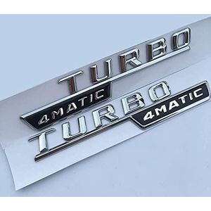 Lybh Auto Styling Sticker Brief Embleem Turbo 4 Matic Amg Badge Fender Supercharge Logo Geschikt Voor Mercedes Benz Amg 2014-2016, Zilver, Zwart