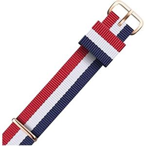 Horlogebandjes voor mannen en vrouwen, horlogeband 12-22 mm sport nylon horlogeband polsband heren nationale vlag streep afdrukken zweet abssort horlogebanden (Color : Type 1 Rosegold Clasp, Size :