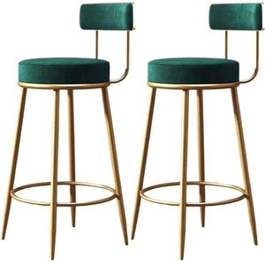 Barkrukken Set Van 2 Moderne Barkrukken Bar Keuken Eetkamer Café Stoel Toonbank Krukken Gestoffeerde Stoelen Met Rugleuning Voor Thuis Barkruk(Grün,75cm)