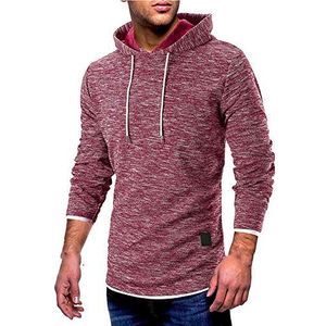 PRJN Heren Herfst Lente Effen Kleur Lange Mouwen Hoodies Trui Tops Shirt Heren Hoodie Kleding Casual Lange Mouwen Hooded Sweatshirt Top Blouse Trainingspakken Sport Sweatshirt Hoodies Jas, D-wijn Rood, XL