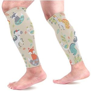 EZIOLY Animal Unicorn Fox Peacock Fairytale Sport Kalf Compressie Mouwen Been Compressie Sokken Kalf Guard voor hardlopen, fietsen, moederschap, reizen, verpleegkundigen