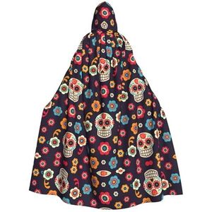 WURTON Sugar Skulls Print Hooded Mantel Unisex Volwassen Mantel Halloween Kerst Hooded Cape Voor Vrouwen Mannen