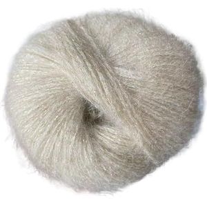 100g handgemaakte breimohair pure wol glitter sjaal draad (Size : Off white1)