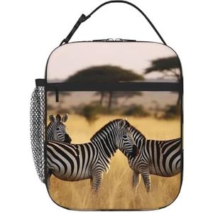 VTCTOASY Afrika Grasland Zebra Print Lunch Tas Voor Vrouwen Mannen Lunch Box Geïsoleerde Koeltas Lunch Draagbare Tote Zakken Lunch Container Voor Werk Picknick Reizen