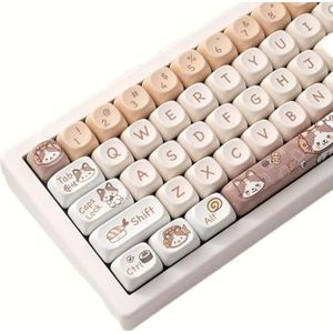 JOLINTAL 142 toetsen, schattige keycaps, MOA-profiel, PBT-keycaps, aangepaste kattenkeycaps, witte keycaps, 60 procent, schattige keycaps voor mechanisch toetsenbord