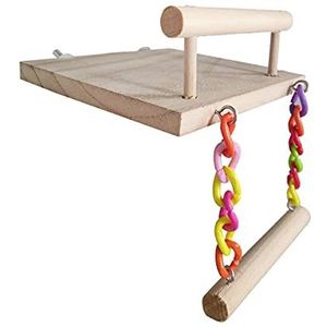 Vogel Papegaai Speelgoed Vogel Swing Speelgoed Natuurlijke Hout Kleine Vogelkooi Speelgoed Kleine Papegaai Swing Kauwen Speelgoed Opknoping Swing met Springplank Reuzenrad Sepak Takraw