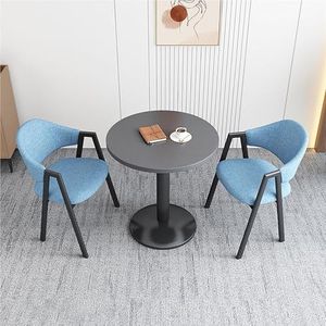 JAVYPPT Ronde onderhandelingsreceptie tafels en stoelen combinatie - moderne zakelijke eetkamer set voor woonkamer, balkon en koffievergaderingen (blauw)