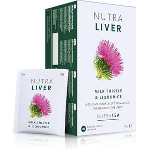 NUTRALIVER - Lever Support Tea - Lever Detox Thee, biedt een leverreiniging, detox en reparatie - 20 individueel verpakte zakken - Kruideninfusie, Nutra Tea (1 Pack)