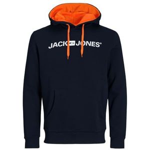 JACK & JONES Capuchontrui met capuchon en, Navy Blazer (Shocking Orange/Reg Fit), XXL