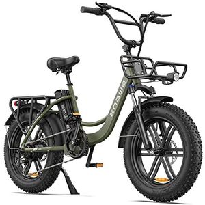 ENGWE L20 Elektrische fiets voor volwassenen, 20 inch x 4,0 inch dikke banden voor dames, 7 snelheden, afneembare accu, 48 V, 13 Ah, bereik tot 40-120 km e-bike (Groen)