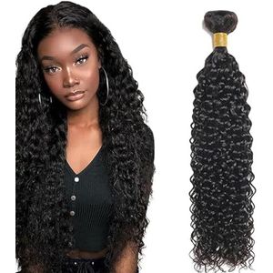 Tuheerst Sew in Hair Extension Human Hair Bundles Water Wave Natural Black Real Hair Human Hair Extensions Single Bundle Double Weft Remy Hair Minimal Shedding 24 Inch