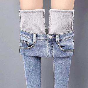 MQDL Dames winter jeans fleece gevoerde denim legging, gevoerde thermische jeans jeans leggings dames winter dubbele fleece gevoerd jeggings