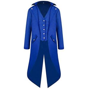 KEERADS Herren Vintage Frack Steampunk Gothic jas Victoriaanse lange mantel carnaval cosplay kostuum smoking jas uniform, C-blauw, 48/M/label L