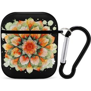 Aquarel Mandala's Leuke Case Voor AirPods 2 & 1 Schokbestendige Beschermende Hoofdtelefoon Gevallen Cover Met Sleutelhanger Voor Mannen Vrouwen