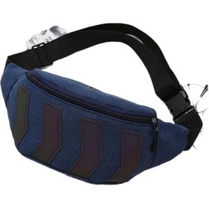 DJDEFK Taille Pack Canvas Heuptas Fanny Pack met Oortelefoon Gat Reflecterende Strip Hip Bum Banaan Tassen Waistbag Vrouwen Mannen bum tas (Kleur: Donkerblauw)