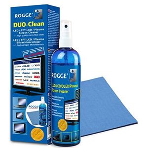 ROGGE Duo Clean 250ml + microvezeldoek blauw beeldscherm schoonmaakspray biologisch afbreekbaar zonder alcohol