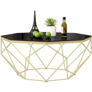 JLVAWIN Salontafel Elegante Salontafel Glas/Bijzettafel/Sofa Tafel voor Woonkamer Scandinavisch Modern, Zwart Gehard Glas Tray en Metalen Benen Nachtkastjes (Maat: 67x67x45cm)