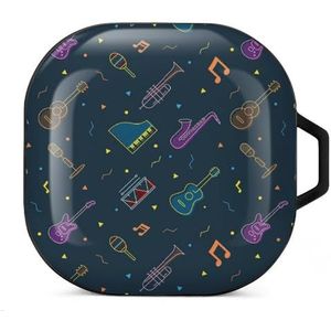Muziek Instrumenten Objecten Oordopjes Hoesje Compatibel met Samsung Hard Shell Beschermhoes Zwart-Stijl