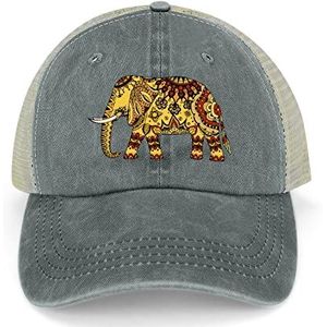 Versierde Indiase olifant vintage denim honkbalpet verstelbare holle snapback zonneklep hoed