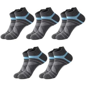 YIJIANUO 5 Paar Sokken Mannen Zomer Outdoor Casual Katoenen Sokken Korte Ademend Zwarte Enkelsokken Run Sport Sokken Maat 38-45, 5 Donker Grijs, Size 38-45