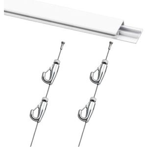 Decoratieve foto opknoping rails voor muur, kleine fotolijst draad opknoping kit/discreet fotorail opknoping systeem, voor kunstgalerijen openbare ruimte woondecoratie (50 inch (127 cm) track)