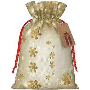 Feestelijke tassen met trekkoord voor cadeau, kerst- en verjaardagscadeauzakken, groot formaat, geschenken decoraties, gouden zijde kerst