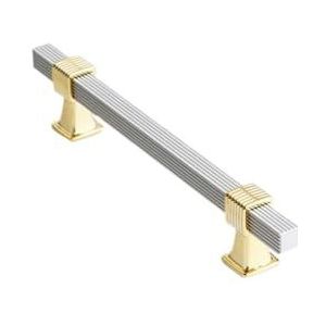 Eenvoudige kast deur hardware handvat moderne kast zwart verlengd handvat lade kledingkast deurklink (maat : zilver goud 5306 192 gatafstand)