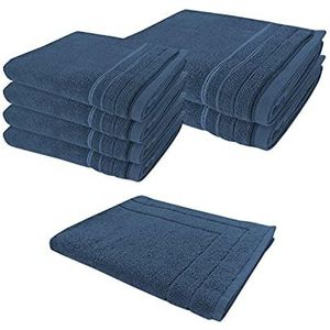 WohnDirect Handdoekenset 7-delig - 4 handdoeken (50x100) + 2 douchehanddoeken (70x140) + 1 badmat (50x70) - badstof 100% katoen - donkerblauw