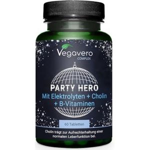 Vegavero Post-kater | Verlicht de symptomen | Vermindert migraine en misselijkheid | Met elektrolyten, vitamines, plantenextracten en mineralen | 60 tabletten | Veganistisch