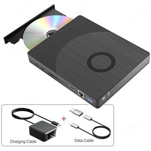 Multifunctionele externe Blu-ray-drive met LAN-interfaces DVD CD -/+RW optische drives for laptop-pc Windows 11 Mac