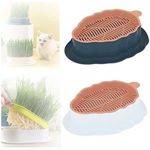 Kattengras plantenbak, Praktische Cat Plant Handige Planting Box, Cat Grass Growing Kit, Gemakkelijk te planten, Cat Grass Seed Sprout Trays (Color : B-(dark Blue+pink))