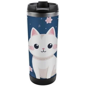 Leuke Kat Japanse Reizen Mok Rvs Koffie Cup Isolatie Tumbler Thermische Mok voor Thee Sap