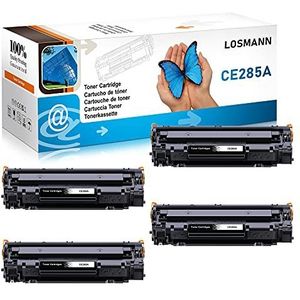 LOSMANN 4 x zwarte toner compatibel met HP 85A CE285A voor Laserjet Pro P1005 P1006 P1102W P1102 M1132MFP M1217NFW M1212NF M1213NF M1132 P1100 M1136 M1210 M1212 M1130 M1134