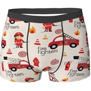 ZJYAGZX Jongens en meisjes in brandweerlieden print heren boxerslips - comfortabele ondergoed trunks, ademend vochtafvoerend, Zwart, M