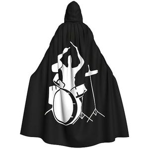 OPSREY Drummer gedrukt Volwassen Hooded Poncho Volledige Lengte Mantel Gewaad Party Decoratie Accessoires