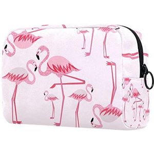 Kleine make-uptas voor dames, make-uptas, cosmetische reistas,Flamingo dier tropisch roze Afdrukken